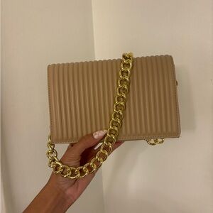 Elegant Tan Quilted Chain Bag/ Purse/Crossbody